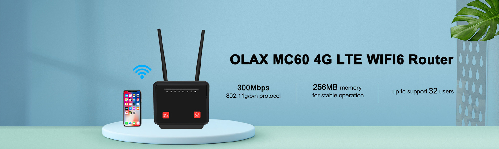 OLAX MC60 CAT4 CAT6 CPE modem wi-fi 300 mbps mobile wireless wifi router 4g lte with sim card slot